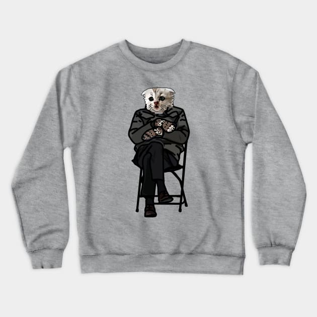 Funny Zoom Cat wearing Bernie Sanders Mittens Memes Crewneck Sweatshirt by ellenhenryart